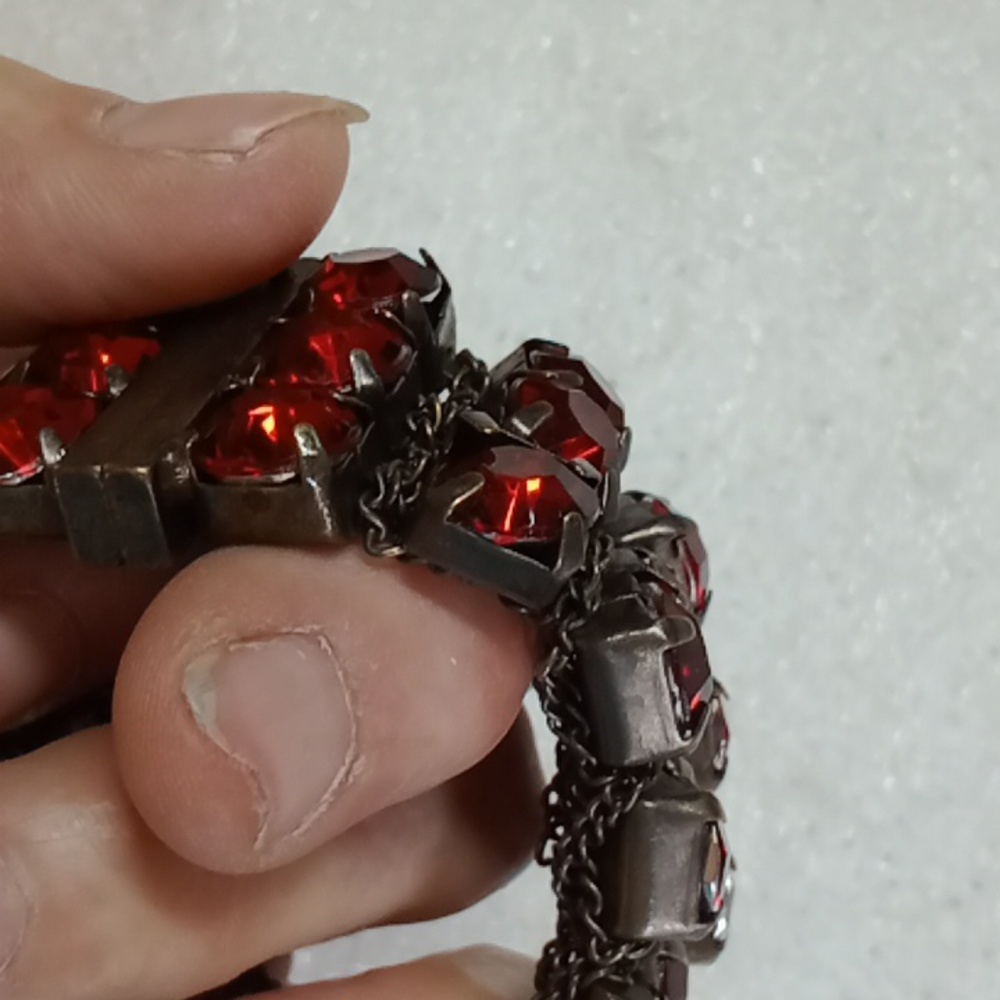 Vintage Ruby Red Rhinestone Bracelet #936 - image 7